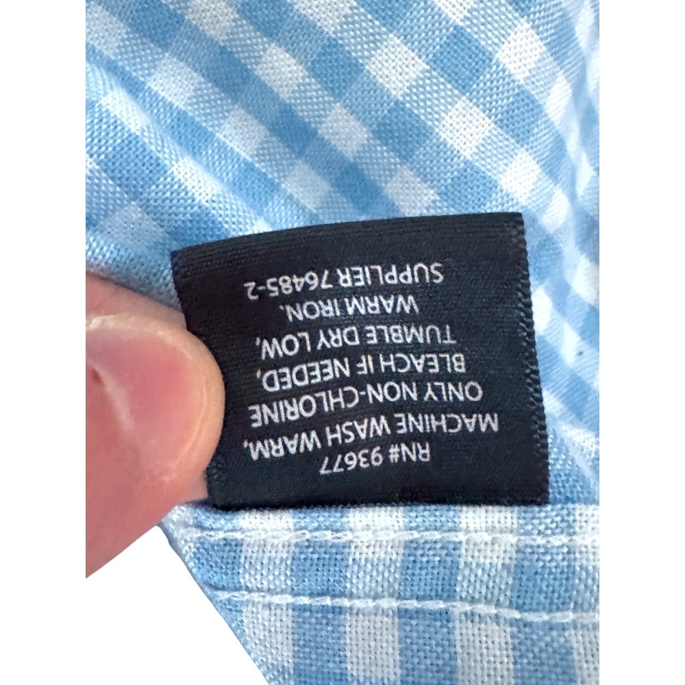 ST JOHNS BAY Mens L Blue White Gingham Stretch Long Sleeve Button Down Shirt - Picture 13 of 13
